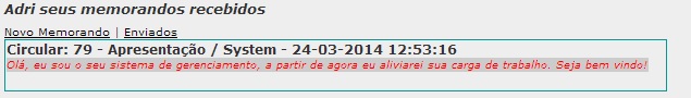 Tela de memorandos