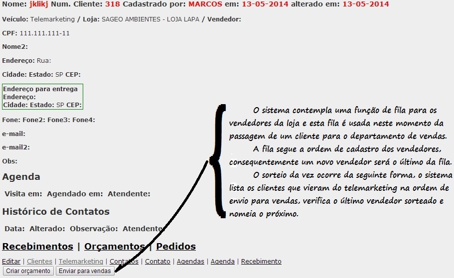Tela de telemarketing